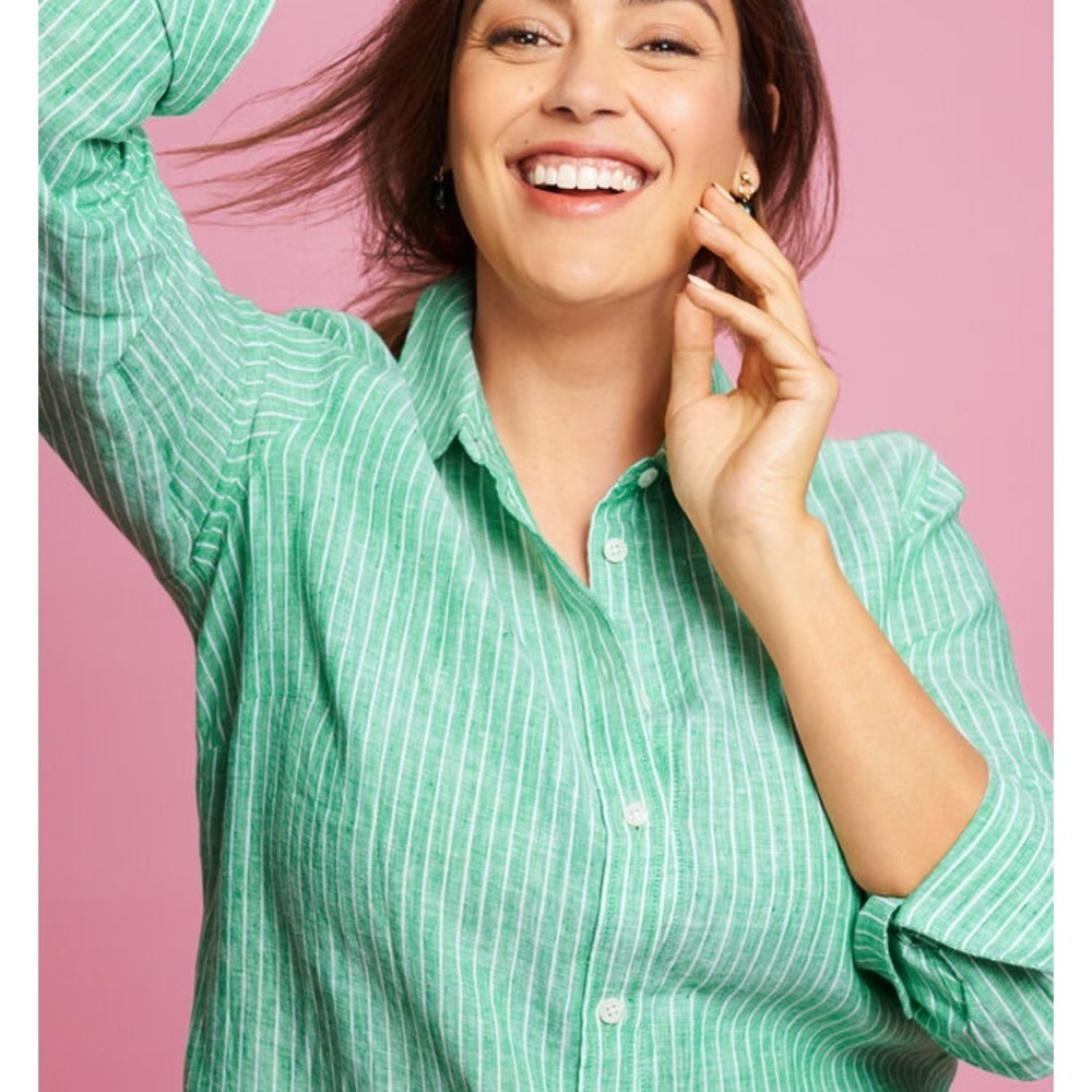 Talbots 100% Linen Button-Down Xl-P - image 2